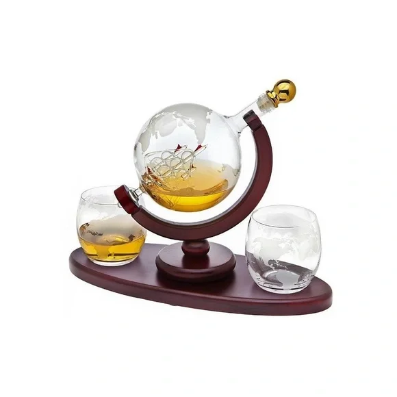 Galleon Globe Whiskey Decanter Set Shannon Godinger - Picture 2 of 6